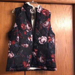 Maurices floral fur lined puffer vest